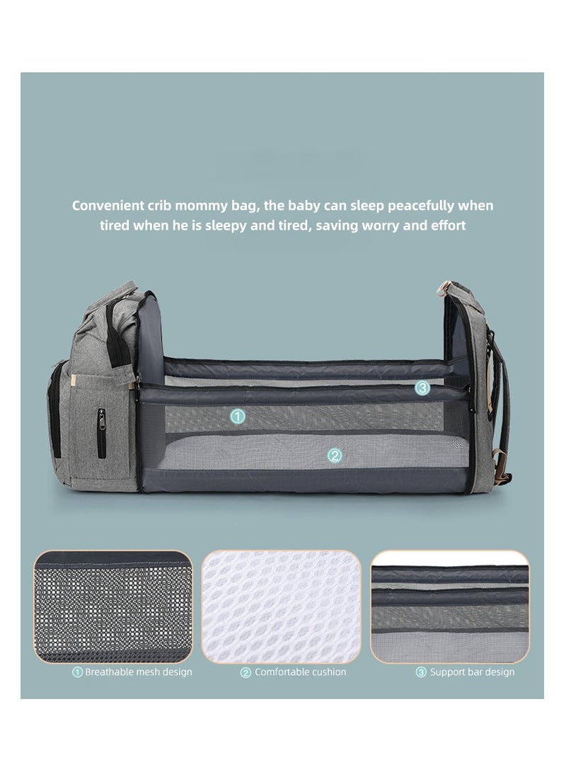 Waterproof Newborn Baby Essential Multifunction Baby Diaper Backpack with Changing pad Stroller Straps Mosquito Net USB Charging Port Travel Nappy Bags - Image 2