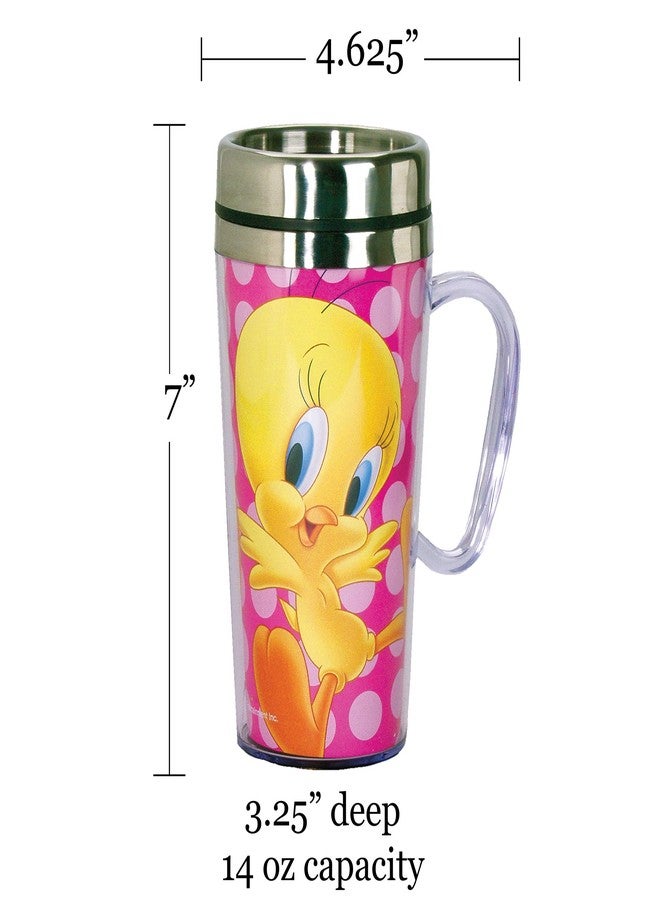 Spoontiques - Insulated Travel Mug - Tweety Bird Coffee Cup - Coffee Lovers Gift - Funny Coffee Mug - 14 oz - Pink - Image 3
