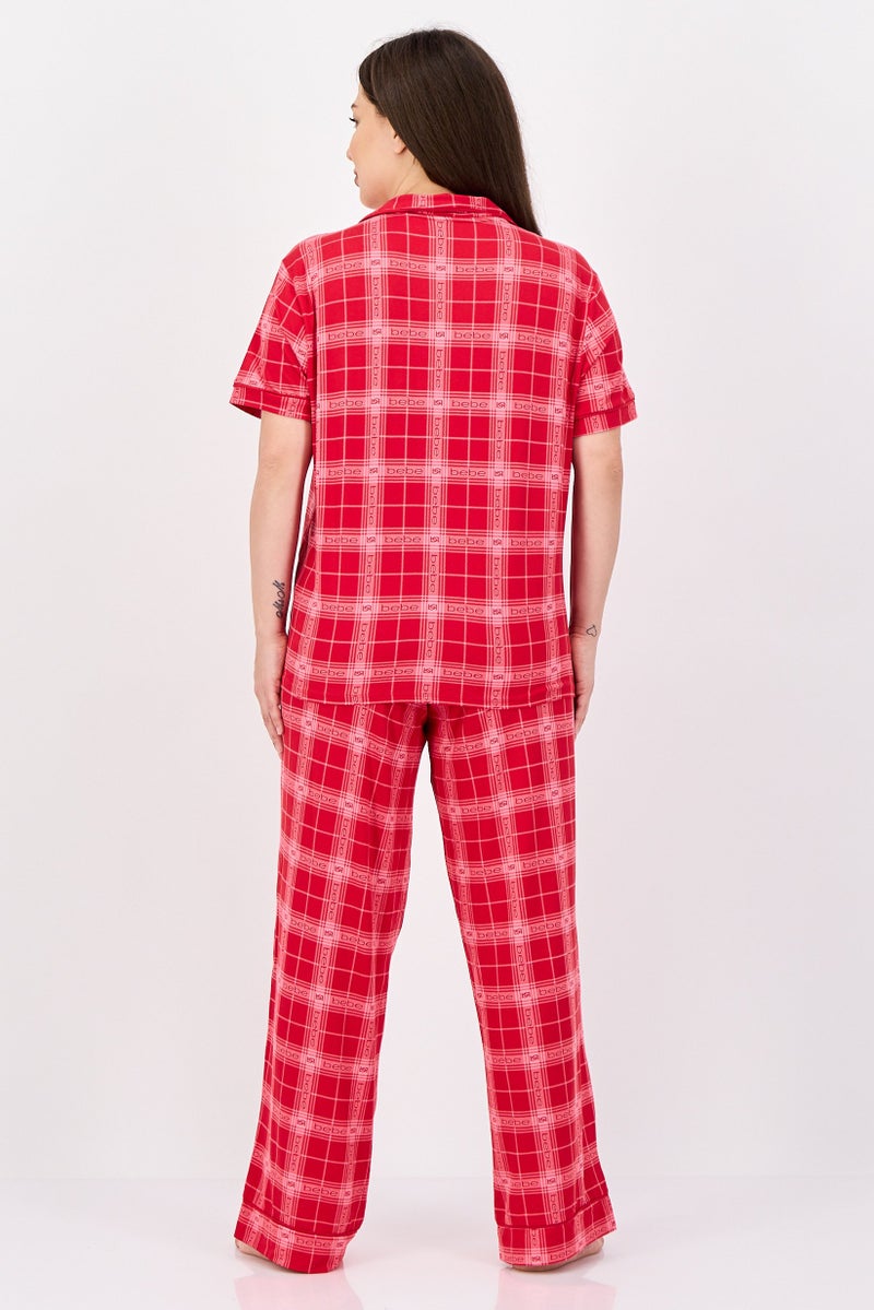 bebe Women 2 Pieces Sleepwear Pyjama Top and Pants Set, Multicolor - Image 4