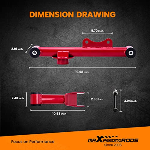 Tuningsworld Rear Upper Lower Tubular Control Arm Kit w/Hardware for Ford Mustang 1979-2004 Camber Arms - Image 5