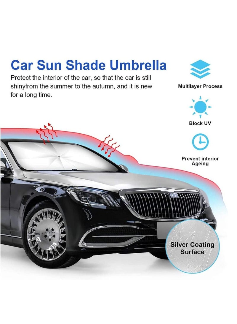 ELTRAZONE Upgraded Car Sun Shade for Windshield Foldable Sunshades Umbrella for Car Front Windshield, Easy to Store and Use Protect Vehicle from UV Sun and Heat Fits Windshields of Various Sizes (57'' x 31'') - Image 3