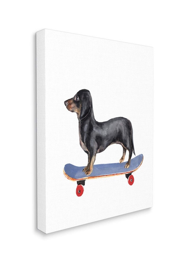 Stupell Industries Dachshund Pet Dog on Blue Skateboard - Image 1