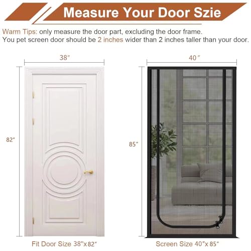 Dixutzi Reinforced Cat Screen Door Fits Door Size 38x 82 Heavy Duty Pets Proof Screen Door with Zipper Prevent Dogs Cats Running Out from Home Black - Image 3