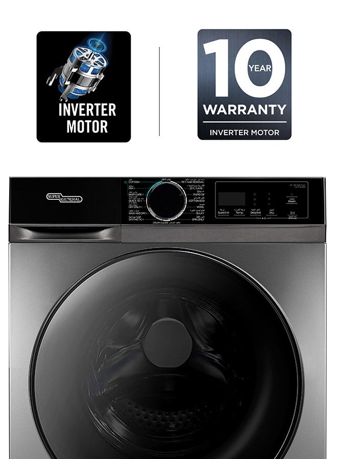 SUPER GENERAL 12Kg/8Kg Front-Load Washer-Dryer, Inverter Motor, 1400 RPM, 15 Programs, Quick Wash 15mins, 1Hr Wash-Dry, Steam Wash, Baby Care, Inox, SGW12800INVCMBS SGW12800INVCMBS Inox - Image 2