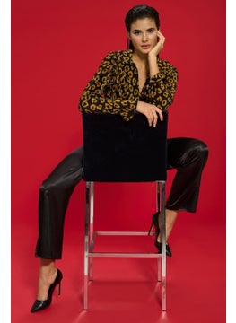 for you in&out 6-Piece Pleated Leopard Bustier Black Pajama Set S27568  - Image 2