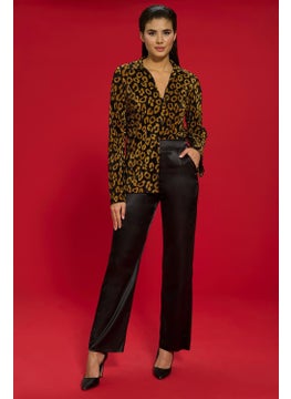 for you in&out 6-Piece Pleated Leopard Bustier Black Pajama Set S27568  - Image 3