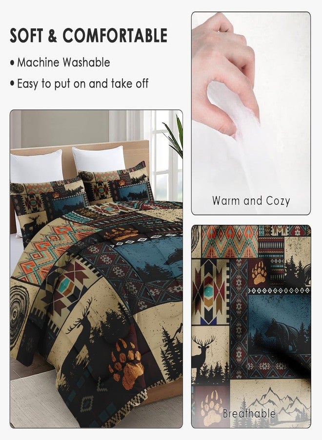 WeCozy Queen Size Comforter Set with 2 Pillowcases, Black White Abstract 3 Pcs Bedding for Kids and Adults, Deer Bear Animal Soft Comforter Set for Bedroom Bed Decor - Image 5