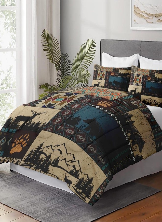 WeCozy Queen Size Comforter Set with 2 Pillowcases, Black White Abstract 3 Pcs Bedding for Kids and Adults, Deer Bear Animal Soft Comforter Set for Bedroom Bed Decor - Image 4
