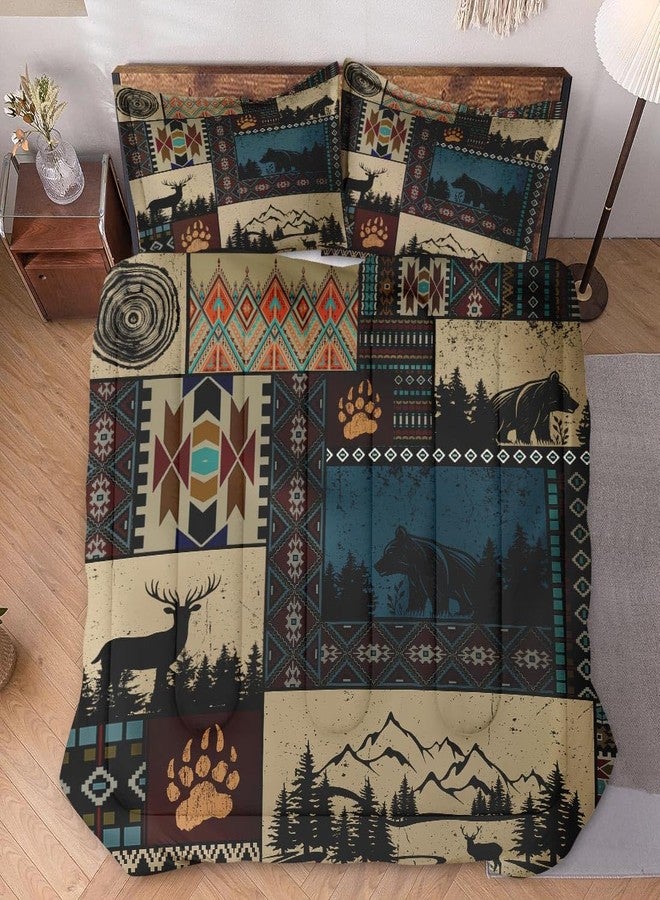 WeCozy Queen Size Comforter Set with 2 Pillowcases, Black White Abstract 3 Pcs Bedding for Kids and Adults, Deer Bear Animal Soft Comforter Set for Bedroom Bed Decor - Image 2
