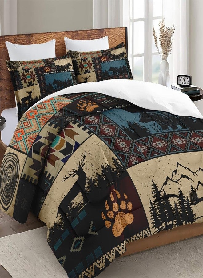 WeCozy Queen Size Comforter Set with 2 Pillowcases, Black White Abstract 3 Pcs Bedding for Kids and Adults, Deer Bear Animal Soft Comforter Set for Bedroom Bed Decor - Image 3