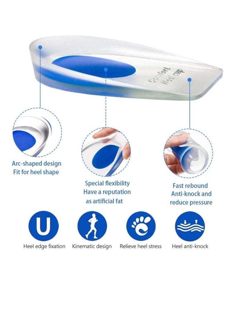 SYOSI Gel Heel Cups Plantar Fasciitis Inserts  Silicone Heel Cup Pads for Bone Spurs Pain Relief Protectors of Your Sore or Bruised Feet Insole Gels Treatment 2 PCSRed `S`Blue 'L' - Image 4