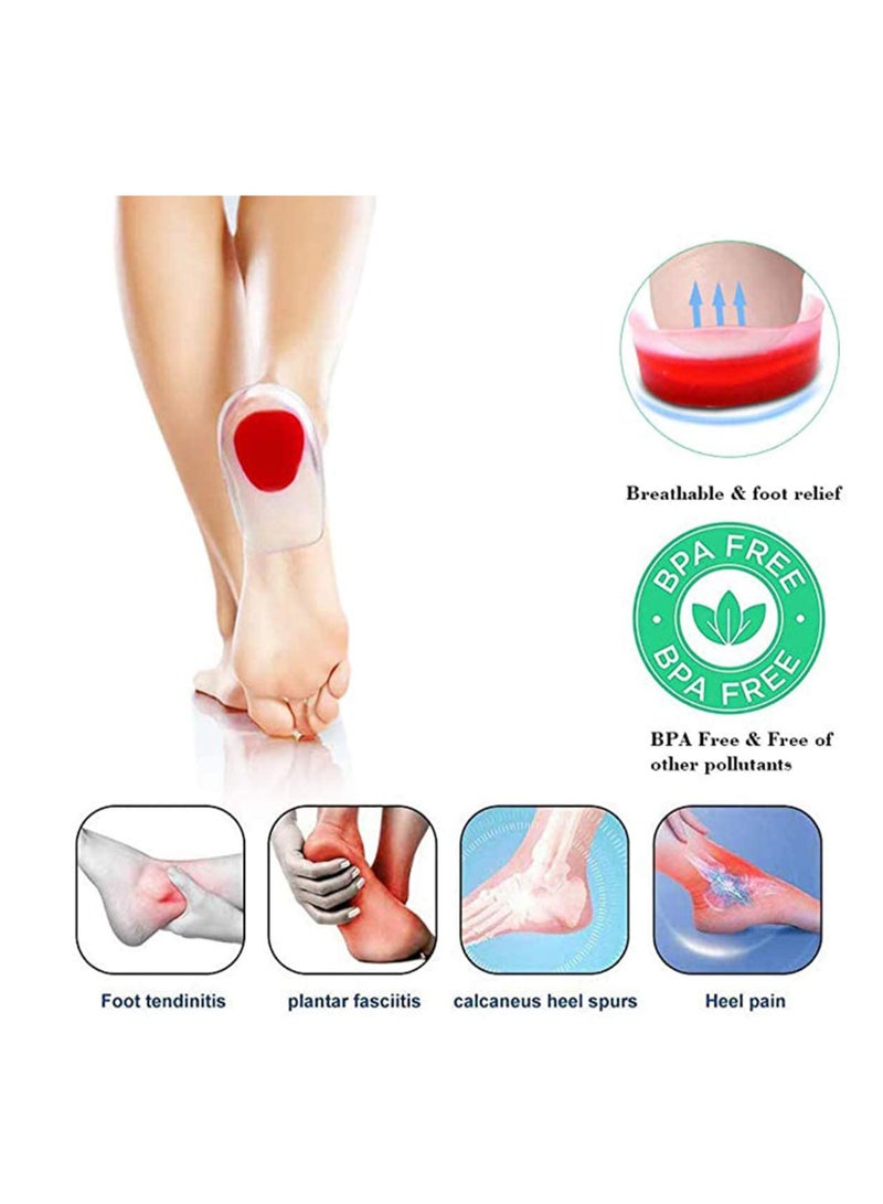 SYOSI Gel Heel Cups Plantar Fasciitis Inserts  Silicone Heel Cup Pads for Bone Spurs Pain Relief Protectors of Your Sore or Bruised Feet Insole Gels Treatment 2 PCSRed `S`Blue 'L' - Image 2