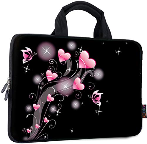 icolor 11 11.6 12 12.1 12.5 inch Laptop Carrying Bag Chromebook Case Notebook Ultrabook Bag Tablet Cover Neoprene laptop Sleeve case chromebook sleeve with Handle Boys Girls Pink Heart - Image 4