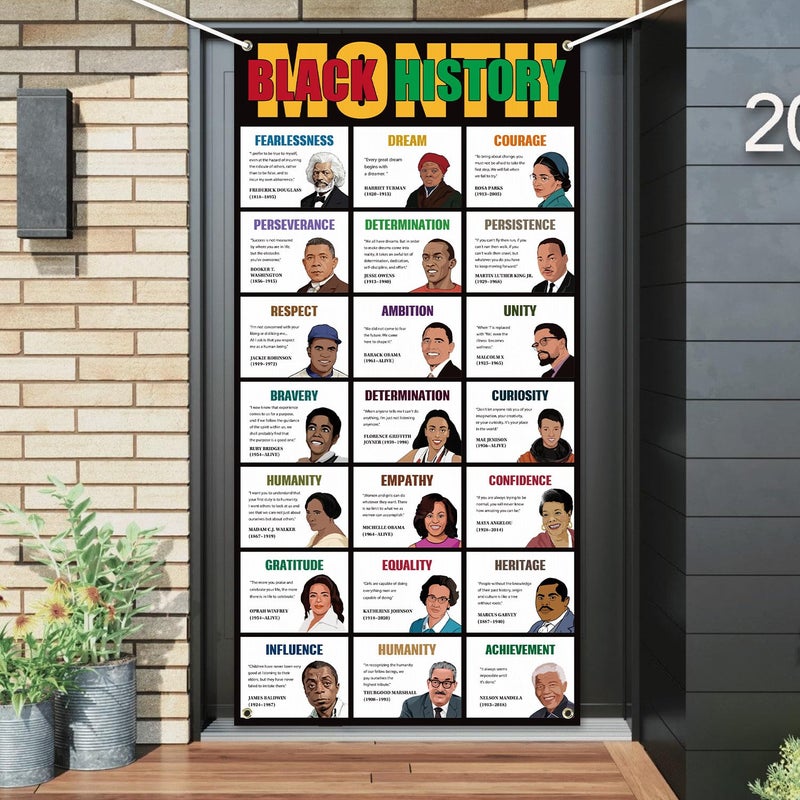 DJianrang Black History Month Door Cover Black Historical Famous People Door Banner African American Heritage Party Decoration for School Classroom Office Photo Background Banners 2.9 X 5.9 ft - Image 4