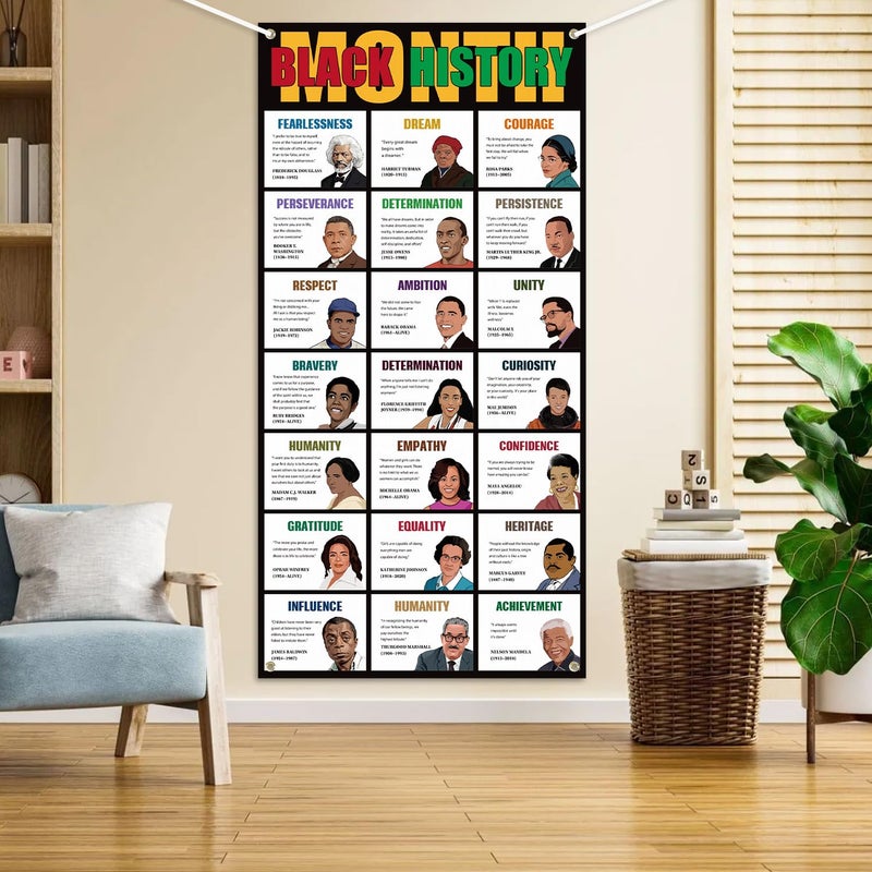 DJianrang Black History Month Door Cover Black Historical Famous People Door Banner African American Heritage Party Decoration for School Classroom Office Photo Background Banners 2.9 X 5.9 ft - Image 5