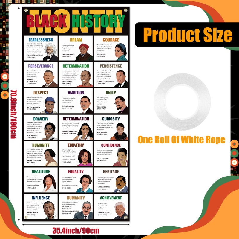 DJianrang Black History Month Door Cover Black Historical Famous People Door Banner African American Heritage Party Decoration for School Classroom Office Photo Background Banners 2.9 X 5.9 ft - Image 2