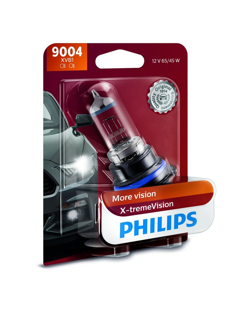 Philips 9004 X-tremeVision Upgrade Headlight Bulb with up to 100% More Vision, 1 Pack - Image 1