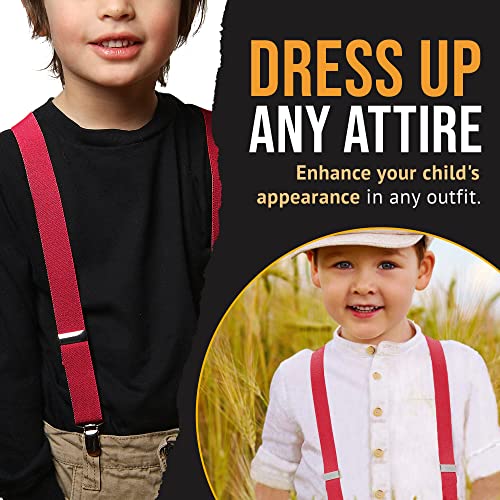 HOLD'EM Suspenders for Kids - 1 Inch Suspender Perfect for Tuxedo - Red (22") - Image 3