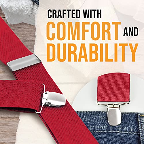 HOLD'EM Suspenders for Kids - 1 Inch Suspender Perfect for Tuxedo - Red (22") - Image 4