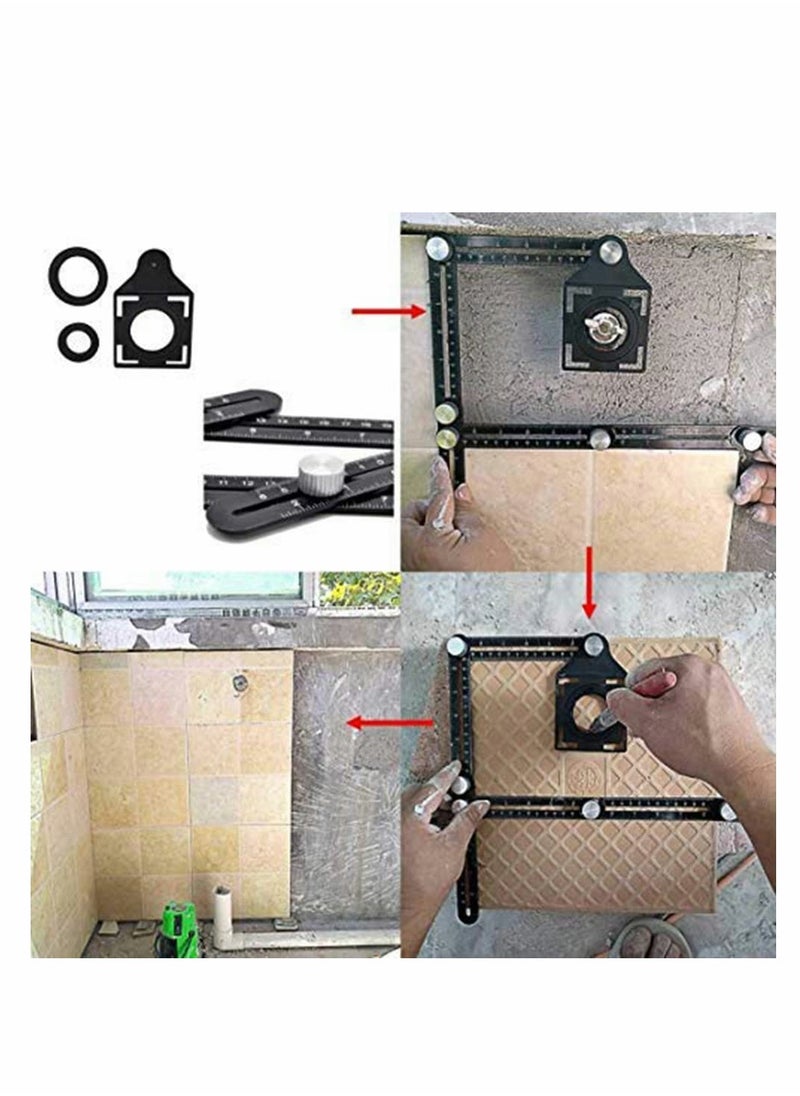 KASTWAVE - Multi Angle Measuring Ruler, Aluminum Alloy Template Tool Drill Guide Ceramic Tile Hole Punch Locator, 6 Fold Measuring Tool for DIY Handymen Builders Carpenters, Tilers, Craftsmen - Image 1