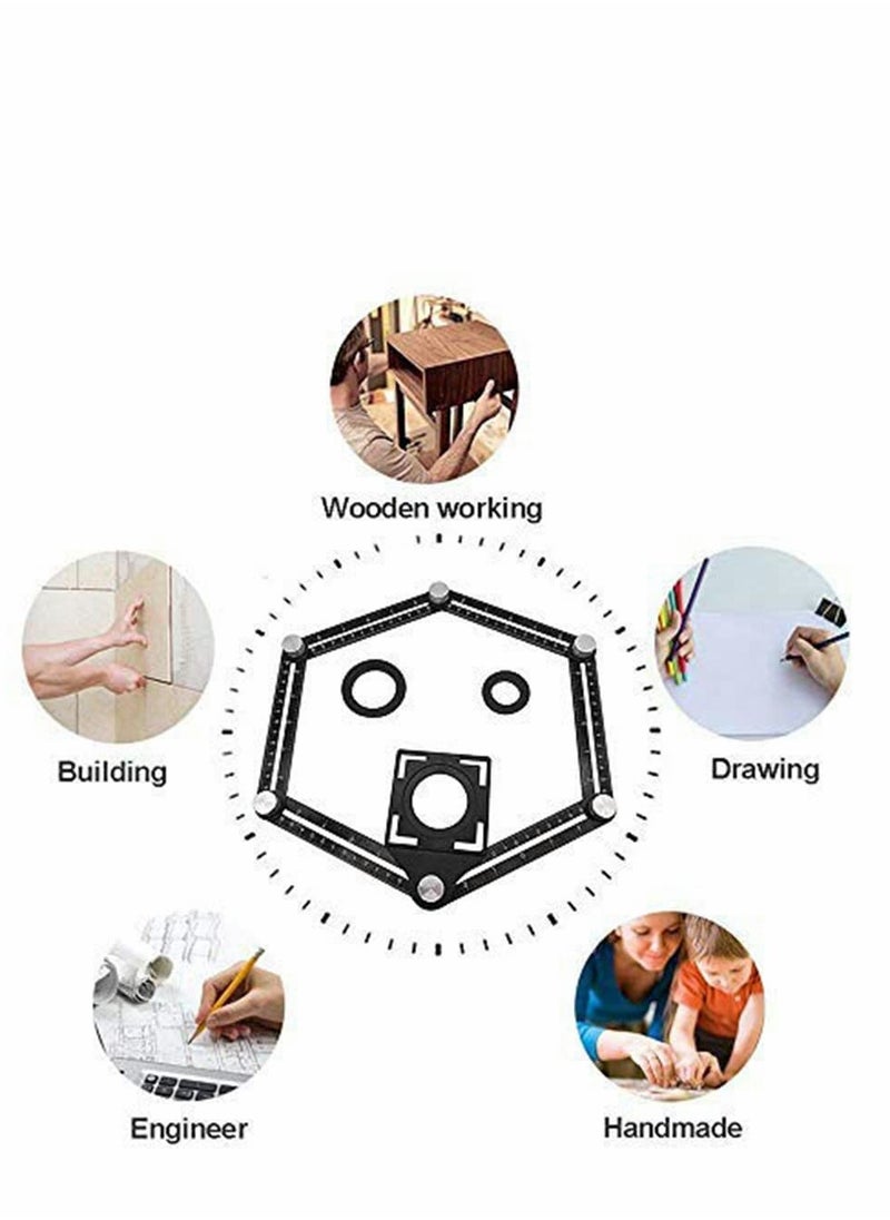 KASTWAVE - Multi Angle Measuring Ruler, Aluminum Alloy Template Tool Drill Guide Ceramic Tile Hole Punch Locator, 6 Fold Measuring Tool for DIY Handymen Builders Carpenters, Tilers, Craftsmen - Image 1