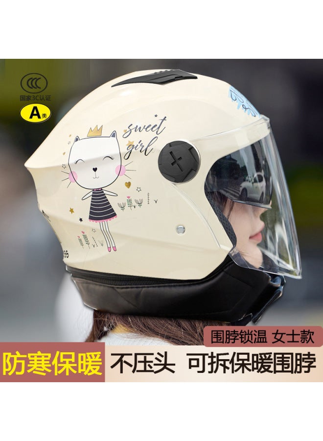 3c Certified Electric Motorcycle Helmet For Girls  New All-season Safety Helmet To Heattech In Autumn And Winter