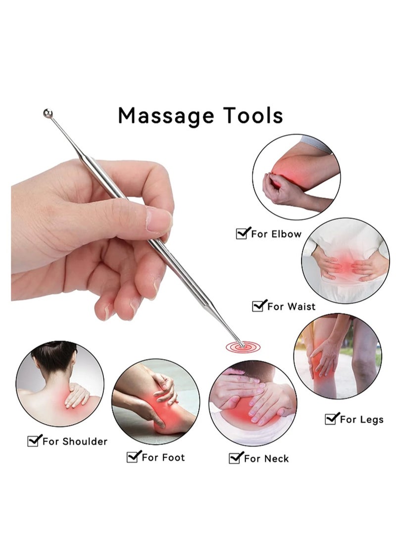 Generic Dual Head Facial Reflexology Tools Stainless Steel Portable Ear Acupuncture Body Point Probe Massage Tool for Stimulation Personal Health Care Supplies Acupoint Search Pen  - Image 2