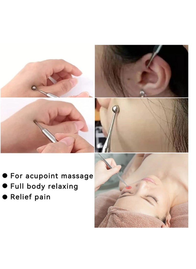 Generic Dual Head Facial Reflexology Tools Stainless Steel Portable Ear Acupuncture Body Point Probe Massage Tool for Stimulation Personal Health Care Supplies Acupoint Search Pen  - Image 3
