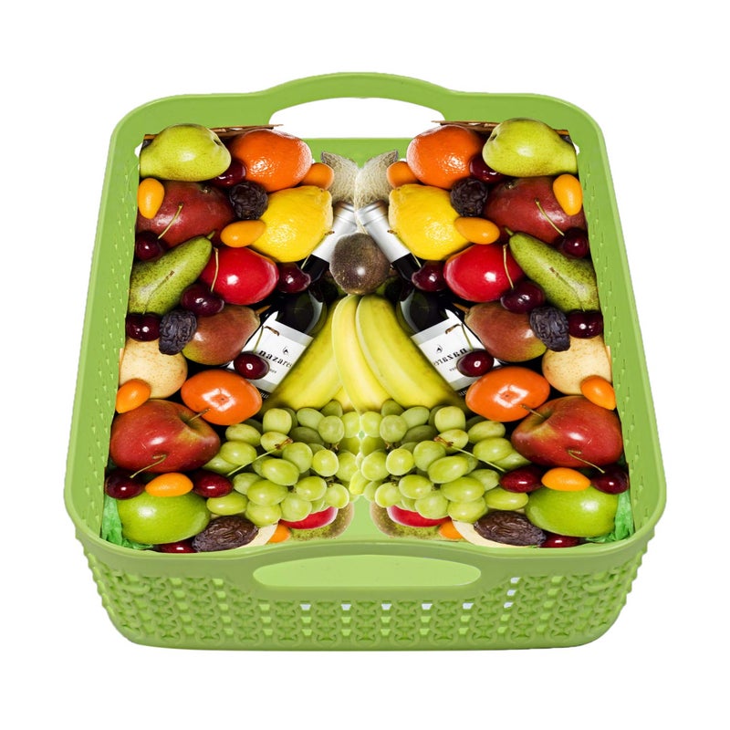 Kuber Industries Plastic 2 Pieces Multipurpose Storage Basket Set (Green & Brown)-CTKTC25418, Standard - Image 4