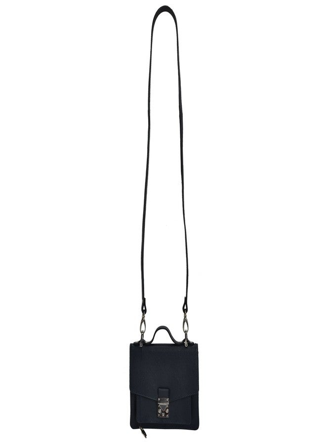MANDAVA Genuine Leather Women's Mini Satchel Side Bag Sling Shoulder Bag Ladies Handbag (Dark Blue) - Image 2