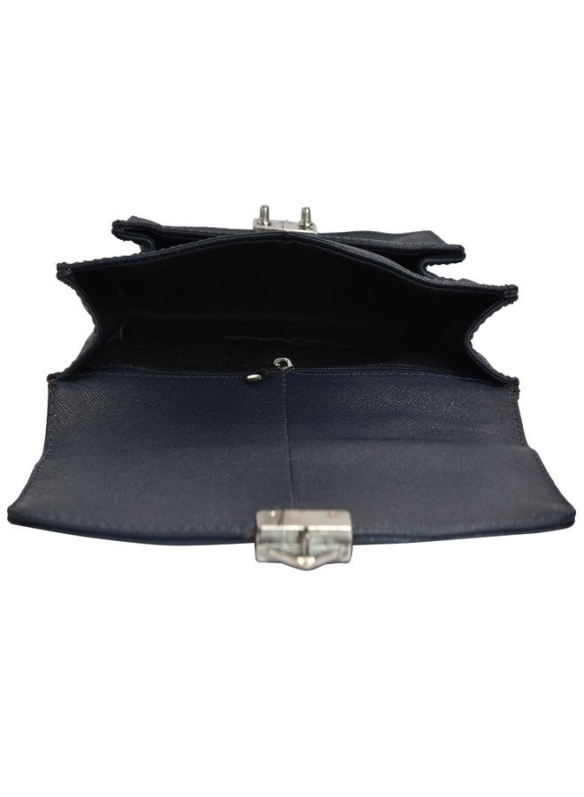 MANDAVA Genuine Leather Women's Mini Satchel Side Bag Sling Shoulder Bag Ladies Handbag (Dark Blue) - Image 5