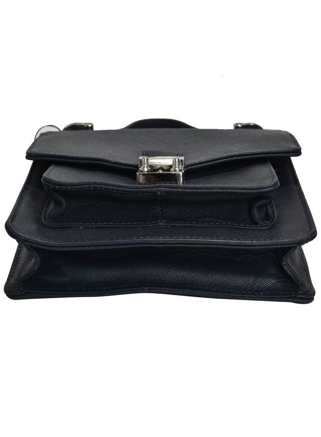 MANDAVA Genuine Leather Women's Mini Satchel Side Bag Sling Shoulder Bag Ladies Handbag (Dark Blue) - Image 4
