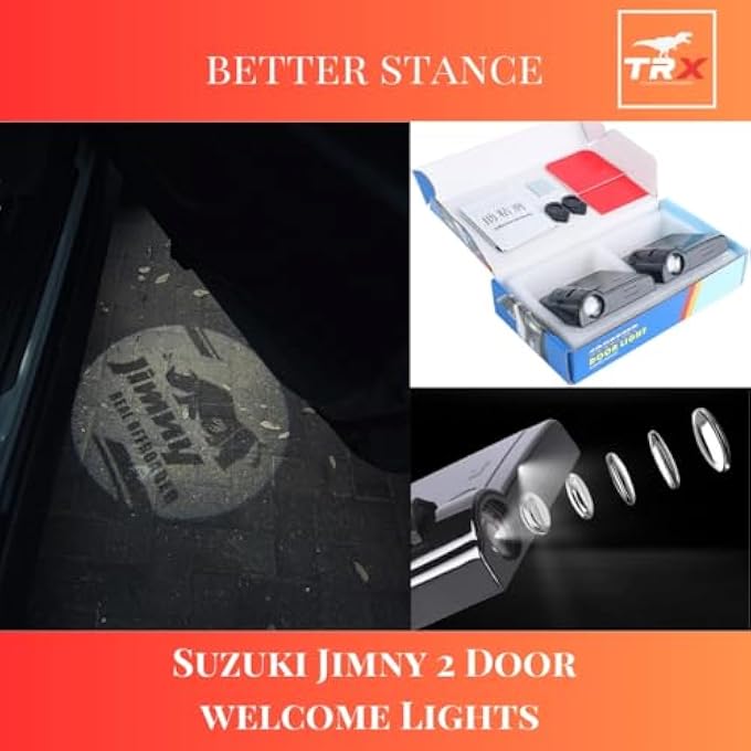  تي ار اكس اوتو مجموعة إضاءة ترحيب LED لسيارة سوزوكي جيمني Jb64 Jb74 2019 إلى 2025 سوزوكي جيمني شعار الترحيب إسقاط إضاءة ترحيب LED مخصصة لجيمني الملحقات مناسبة لسوزوكي جيمني 2025 2 باب - Image 5