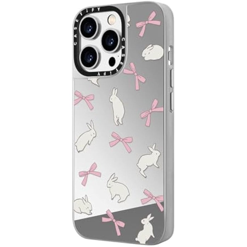 Casetify Mirror Case for iPhone 14 Pro Compatible with Magsafe - Rabbit Ribbon - Silver on Silver - Image 5