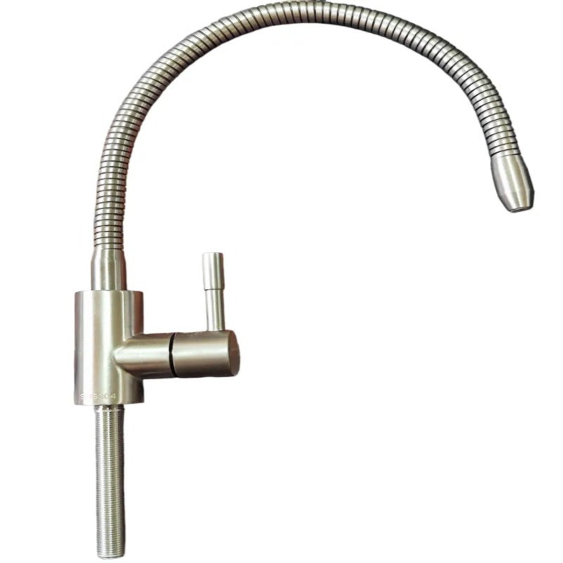 Kitchen Sink Faucet: 25.5*9*4.5cm Matte Gray 304 Stainless Steel - 70mm Thread For Versatile Installation, 720-Degree Rotation Spout For Kitchen Countertop Sink Use - Image 1