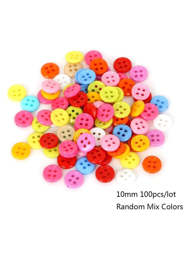 بيعتكلها أزرار خياطة دائرية من الراتنج للحرف اليدوية، أزرار خياطة دائرية، قصاصات، إكسسوارات تزيين منزلية ذاتية الصنع (10 مم، 100 قطعة) - Image 2
