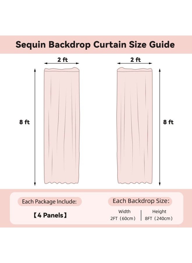 Sugargirl - White Iridescent Sequin Backdrop Curtain 4 Panels 2FTx8FT Glitter White Iridescent Background Drapes Sparkle Photography Backdrop for Party Wedding Birthday Wall Decoration - Image 1