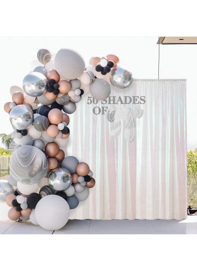 Sugargirl - White Iridescent Sequin Backdrop Curtain 4 Panels 2FTx8FT Glitter White Iridescent Background Drapes Sparkle Photography Backdrop for Party Wedding Birthday Wall Decoration - Image 1