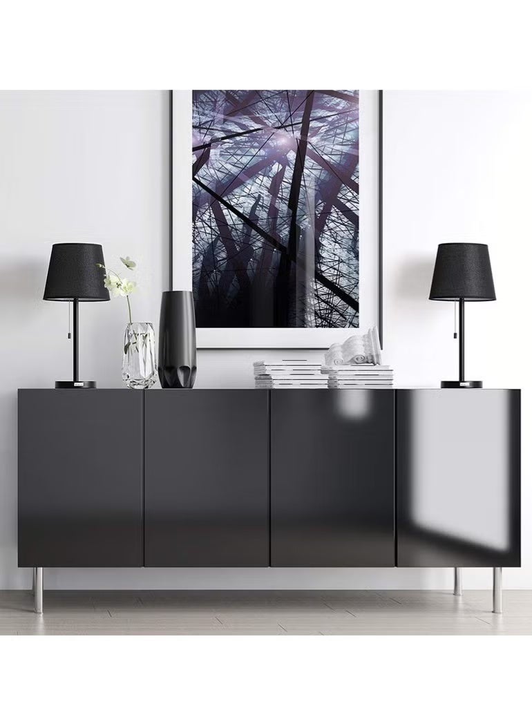 Set of 2 Elegant Modern Bedside Table Lamps, Black Desk Lamps for Bedroom Living Room - Image 2
