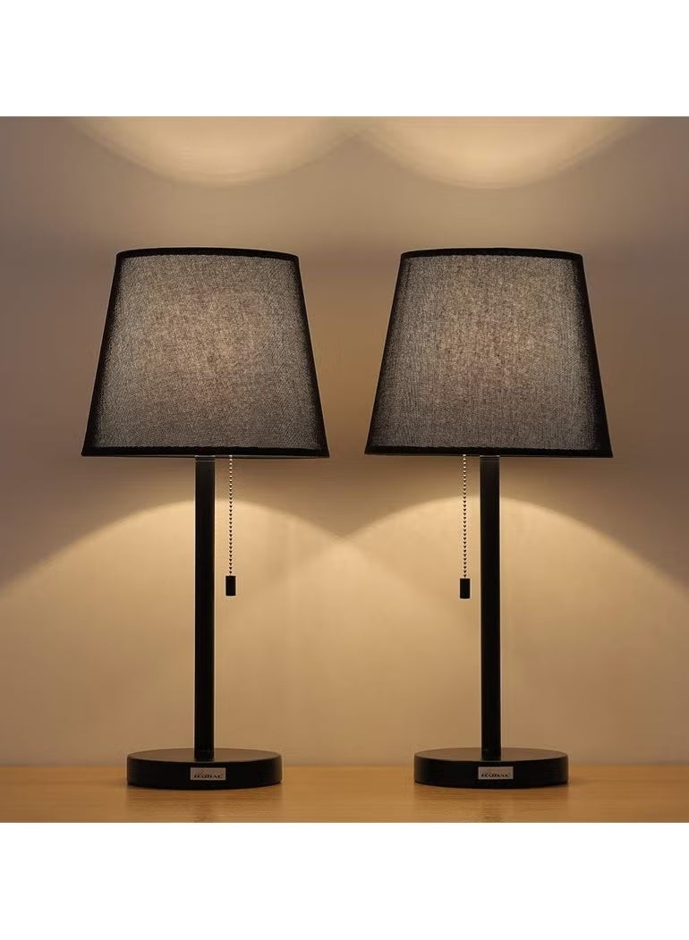 Set of 2 Elegant Modern Bedside Table Lamps, Black Desk Lamps for Bedroom Living Room - Image 1
