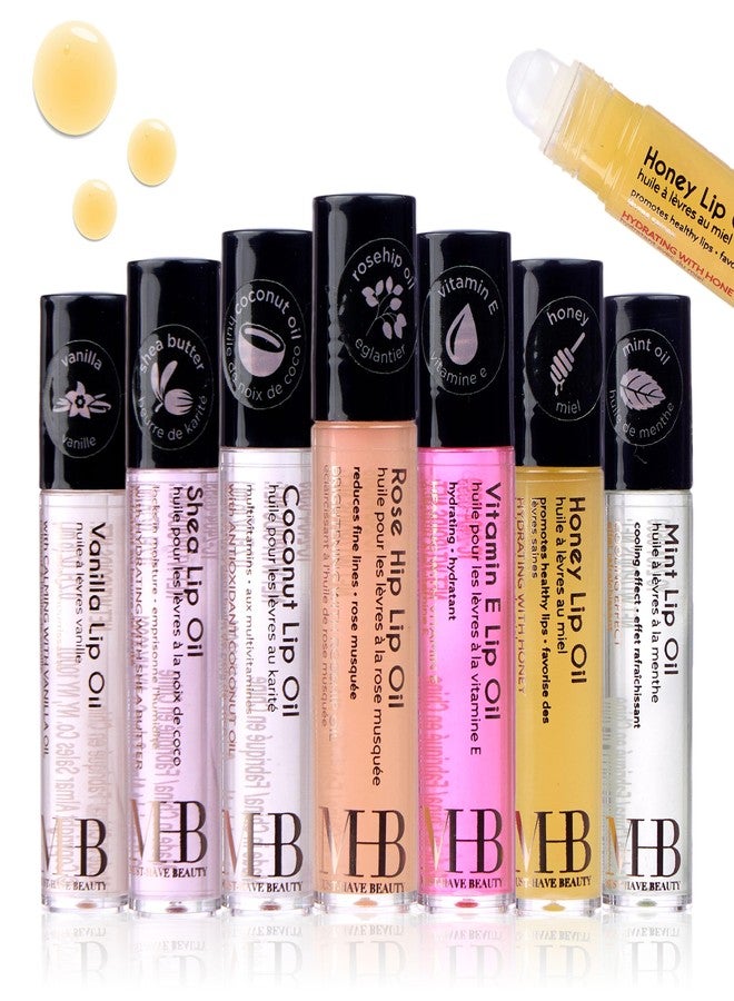 EXPRESSIONS 7pc Lip Oil Collection - Nourishing High Shine Lip Glow with Essential Oils, Hydrating Roll On Lip Oils Infused w/Essential Oils - Rollerball Lip Oils, Vitamin Enriched Lip Oil Set - Image 1