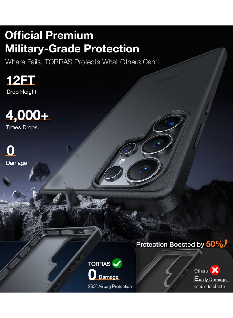 حافظة مضادة للصدمات لهاتف سامسونج جالاكسي S24 ألترا 6.8 بوصة، مختبرة ضد السقوط بارتفاع 12 قدم، حافظة صلبة شبه شفافة بلمسة نهائية غير لامعة وحواف ناعمة من سلسلة الحارس لجالاكسي S24 ألترا - - Image 2