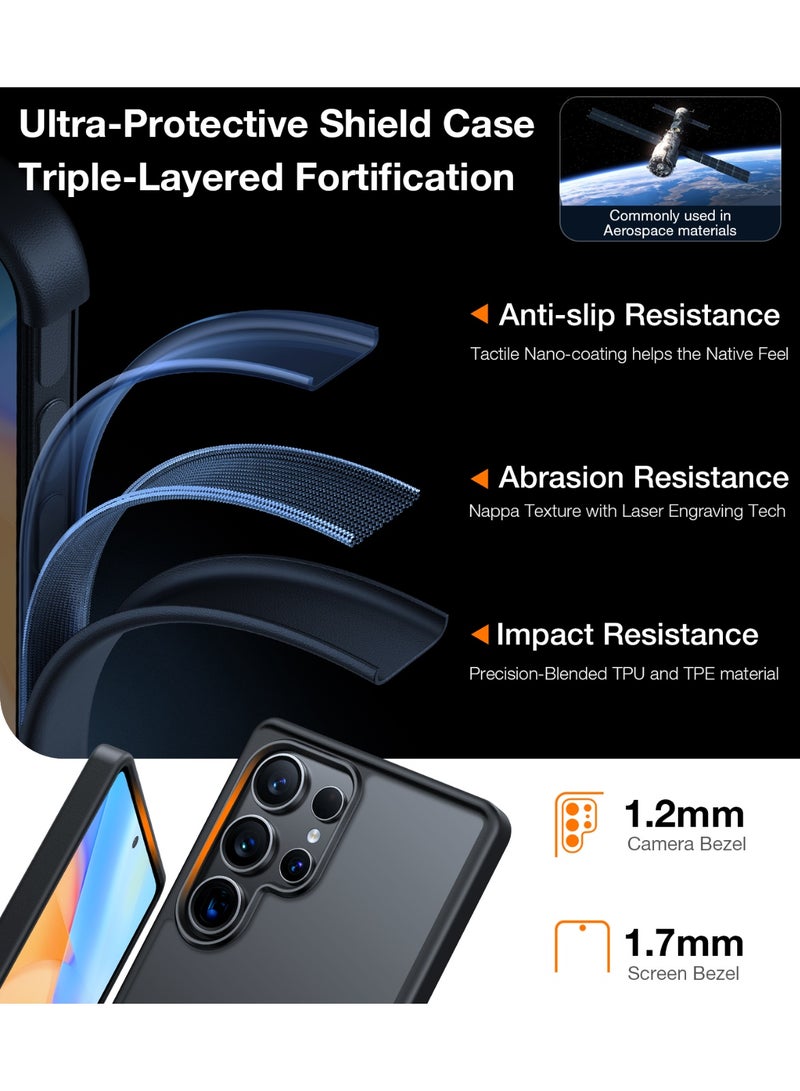 حافظة مضادة للصدمات لهاتف سامسونج جالاكسي S24 ألترا 6.8 بوصة، مختبرة ضد السقوط بارتفاع 12 قدم، حافظة صلبة شبه شفافة بلمسة نهائية غير لامعة وحواف ناعمة من سلسلة الحارس لجالاكسي S24 ألترا - - Image 5