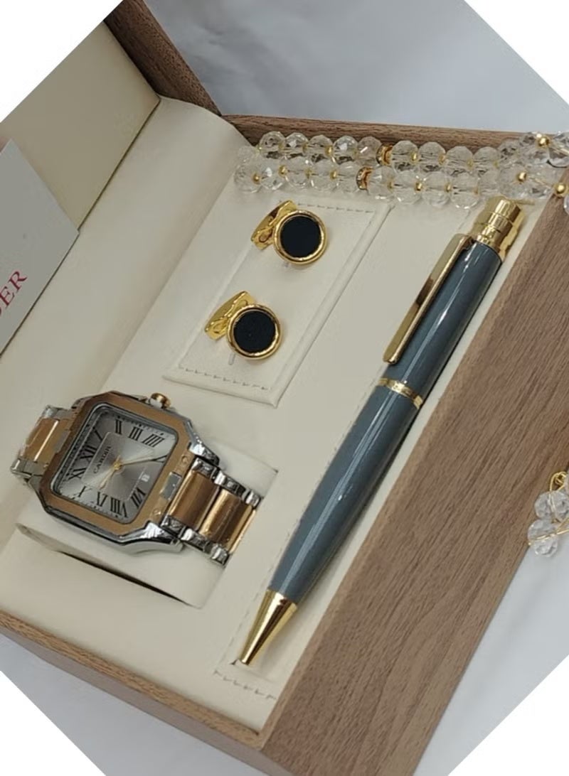 ريفولي طقم رجالي بتصميم أنيق ساعه - كبك- قلم-سبحه -علبه فخم