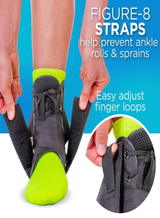 BraceAbility Sports Ankle Brace - Best Lace Up Figure 8 Sprained, Rolled or Twisted Active Support Wrap Stabilizer Splint for Basketball, Volleyball, Soccer, Working Out, Running Pain Treatment (XS) - Image 4