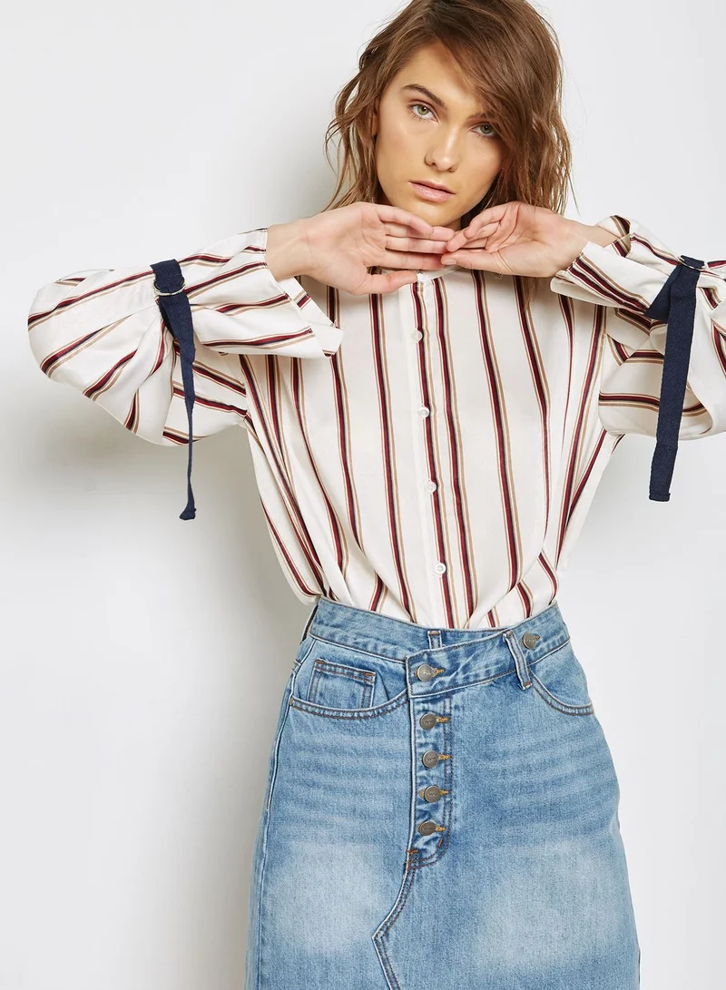 Evidnt Striped Tie Sleeve Shirt