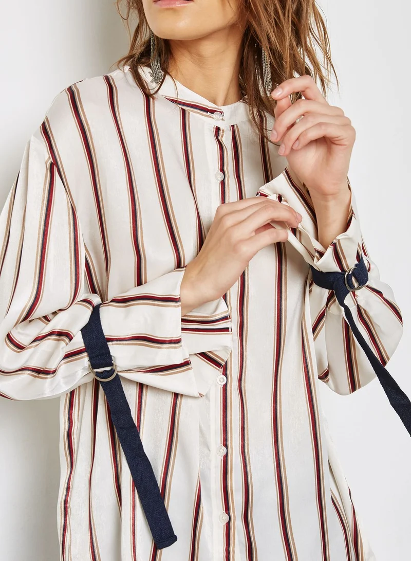 Evidnt Striped Tie Sleeve Shirt