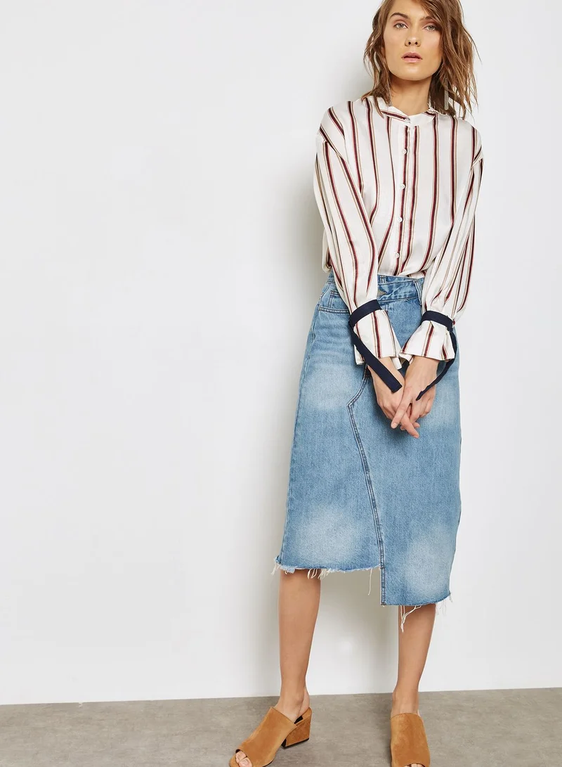 Evidnt Striped Tie Sleeve Shirt