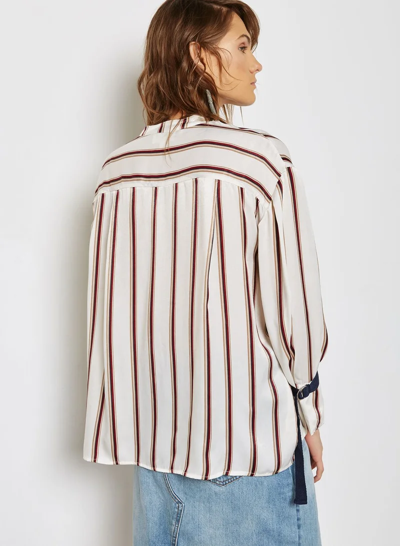 Evidnt Striped Tie Sleeve Shirt