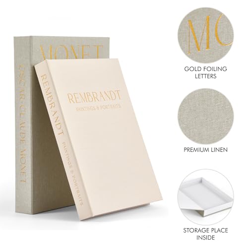 ZICOTO Beautiful Decorative Books - Set of 2 Linen Boxes Enhance Your Coffee Table, Bookshelf or Mantel Decor - Aesthetic Fake/Faux Books for Modern Home Decoration, Photo Storage and as a Keepsake Box - Image 5